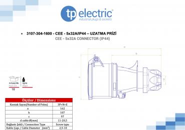 Preview: CEE Kupplung 5P 32A 6h IP44